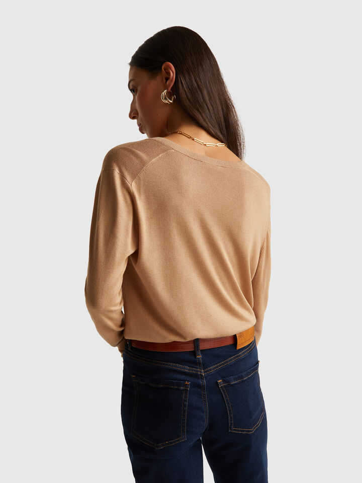 V NECK SWEATER L/S Women image number 2